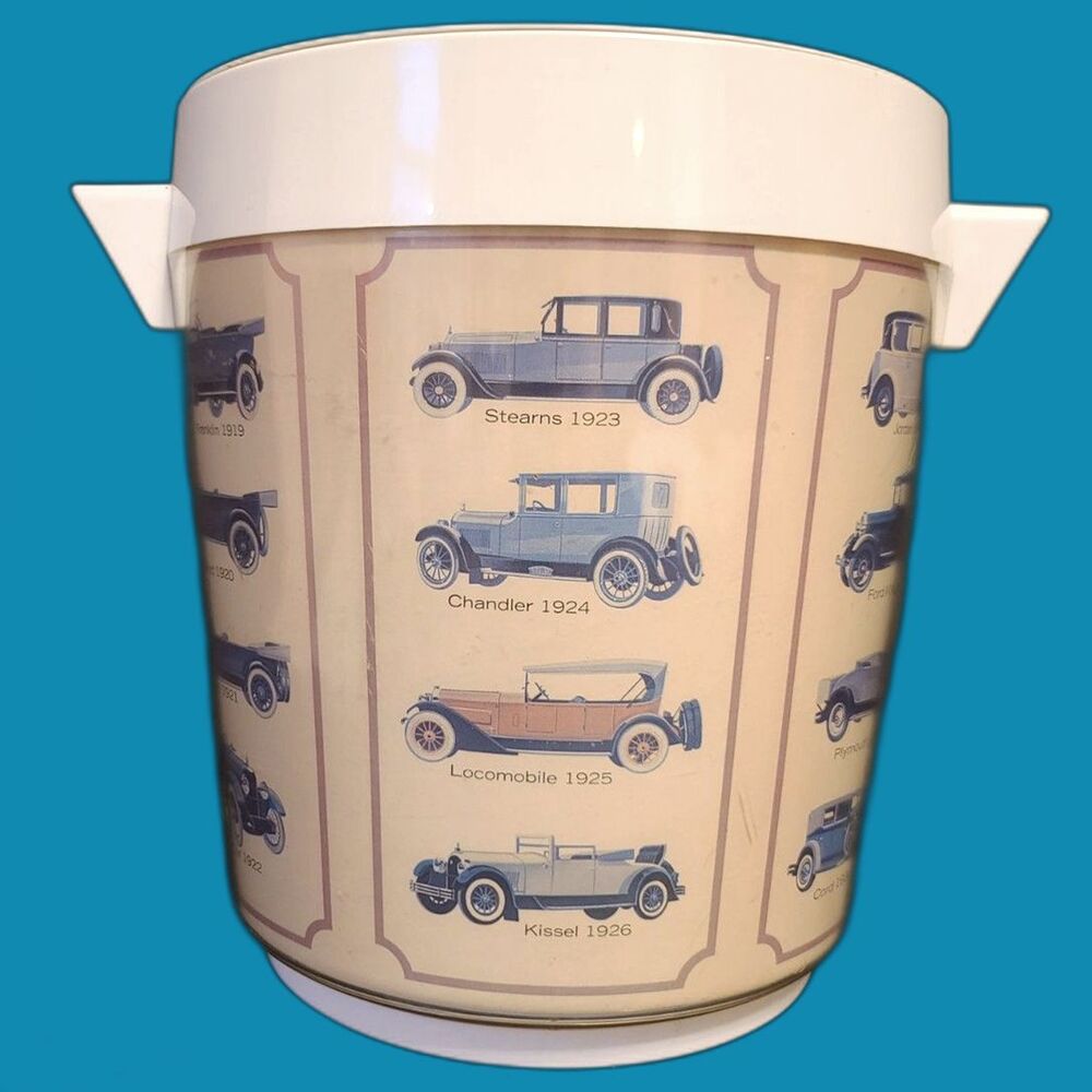 Antique Car Design Vintage 1970's Ice Bucket with Lid Thermo Serv Made in USA